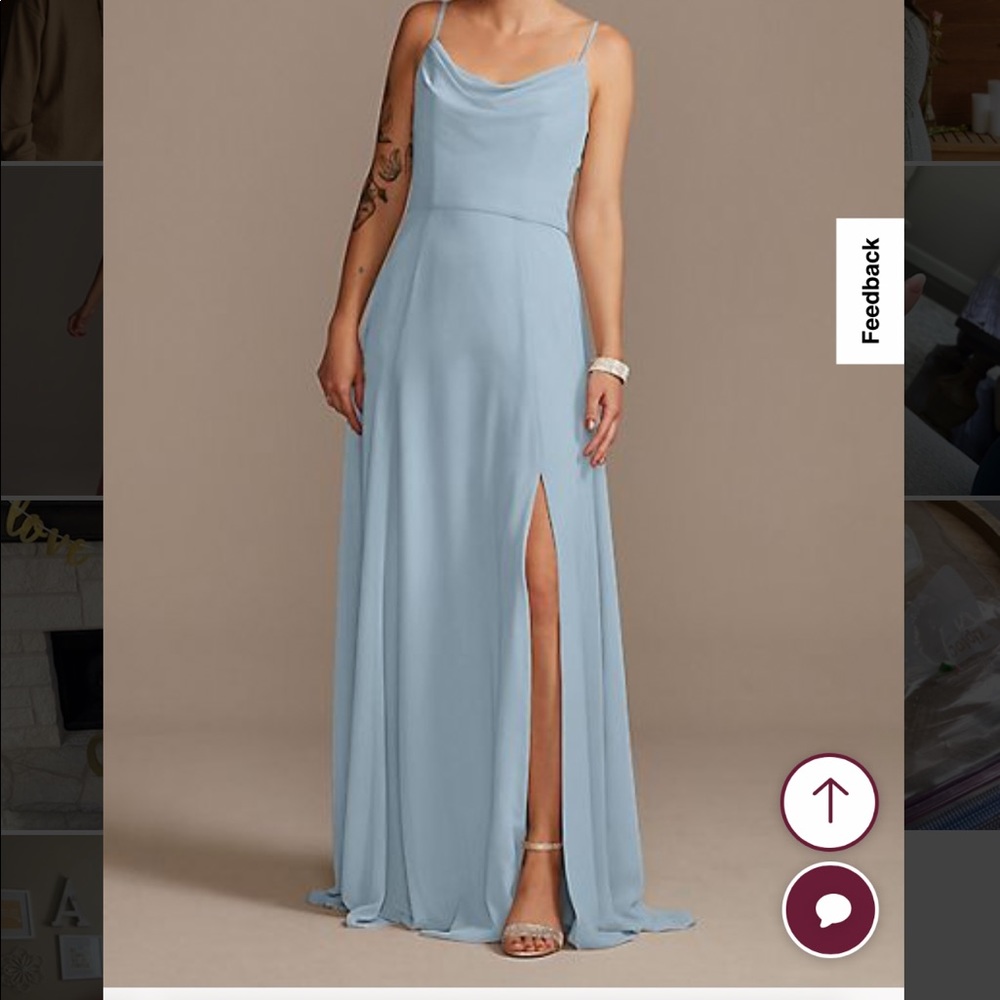 Davids Bridal Bridesmaids Dress- Dusty Blue
